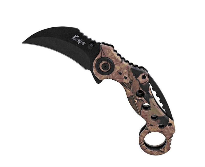 5 Inch Camo Handle Karambit Spring Assisted Opening Knife - TOPHATTER'S ARMORY DEALS Collectible Weapons - Tophatter Daily Deals