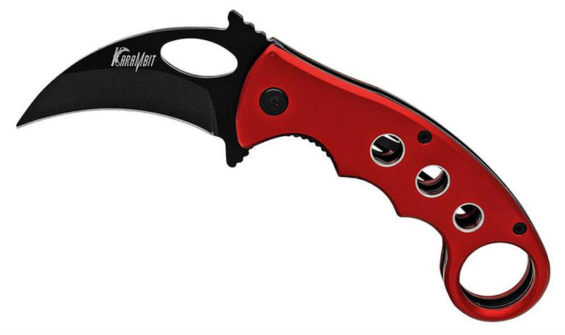 4.5 Inch Red Handle Karambit Spring Assisted Opening Knife Collectible Weapons - Tophatter Daily Deals