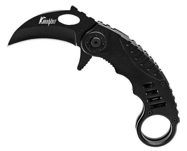 4.5 Inch Black Handle Karambit Assisted Opening Folding Knife - Tophatter Daily Deals