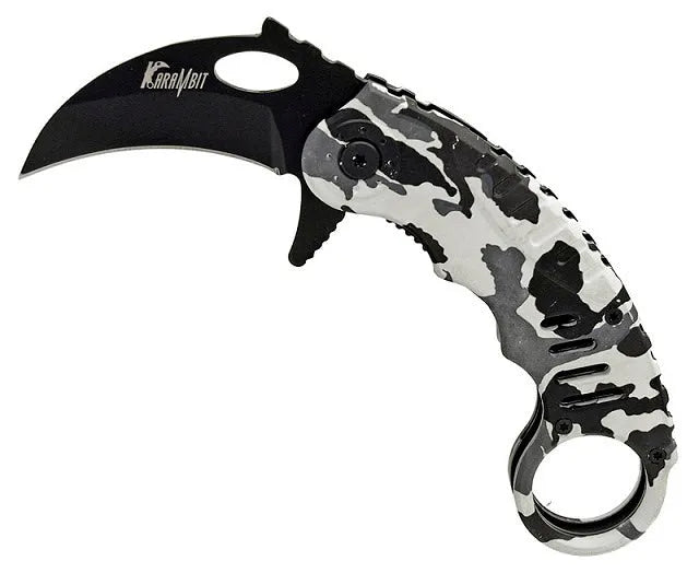 4.5 Inch Snow Camo Finish Handle Karambit Assisted Opening Knife - Tophatter Daily Deals