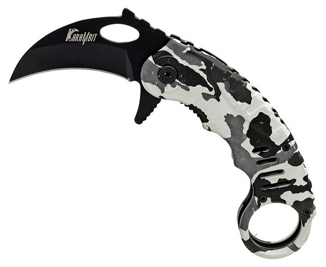 4.5 Inch Snow Camo Finish Handle Karambit Assisted Opening Knife Collectible Weapons - Tophatter Daily Deals