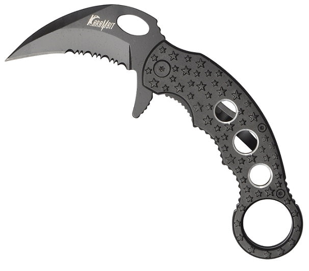 4.5 Inch Black Metal Handle Karambit Spring Assisted Opening Knife Collectible Weapons - Tophatter Daily Deals