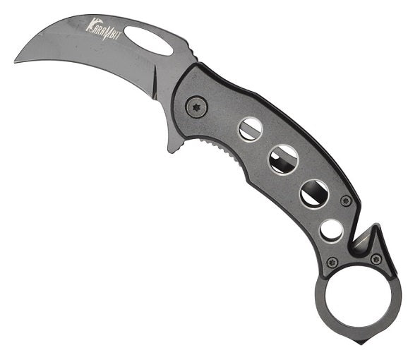 5 Inch Black Karambit Tactical Rescue Spring Assisted Opening Knife - TOPHATTER'S ARMORY DEALS Collectible Weapons - Tophatter Daily Deals