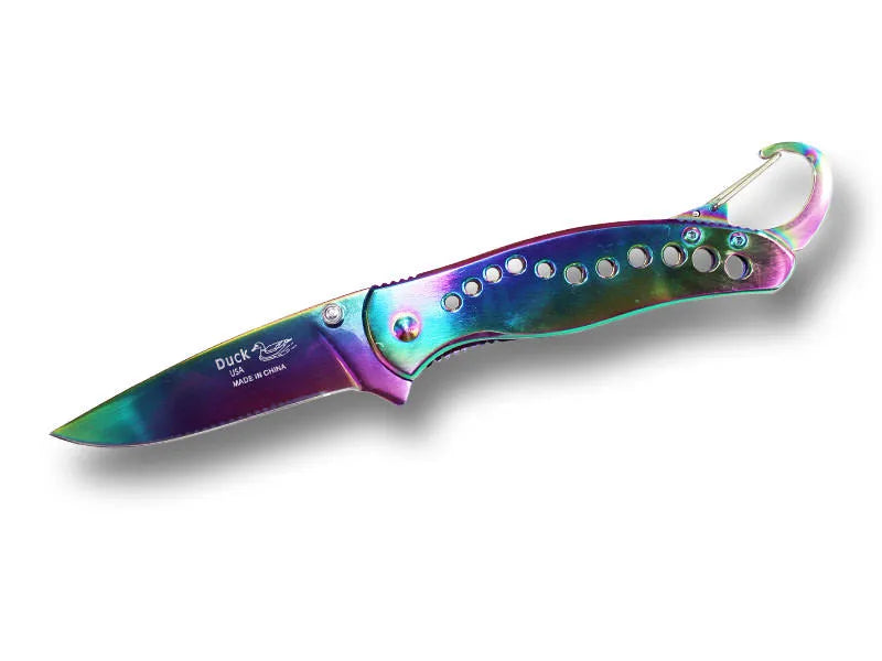 4 Inch Closed Spring Assist Folding Knife - Titanium Finish - Tophatter Daily Deals