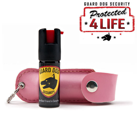 Pink Personal Defense Pepper Spray OC-18 1/2 oz - Leather Case - Tophatter Daily Deals