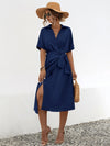 Tied Slit Short Sleeve Dress Casual Dresses - Tophatter Daily Deals