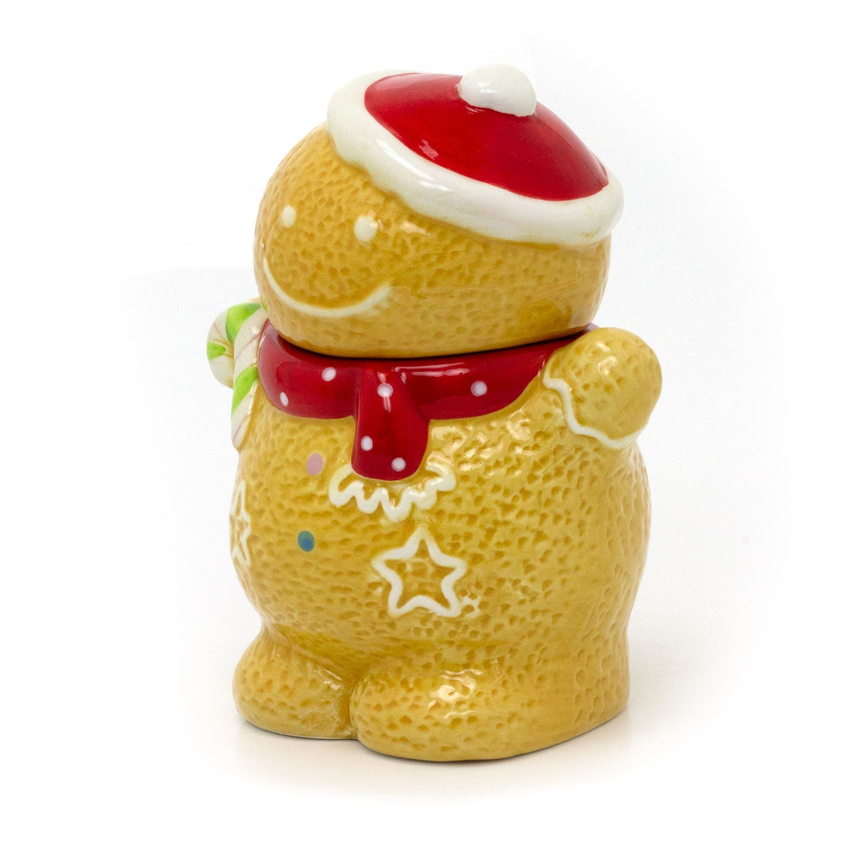Gingerbread Boy Christmas Storage Jar | Festive Ceramic Kitchen Cookie Jar 18cm Jar - Tophatter Daily Deals