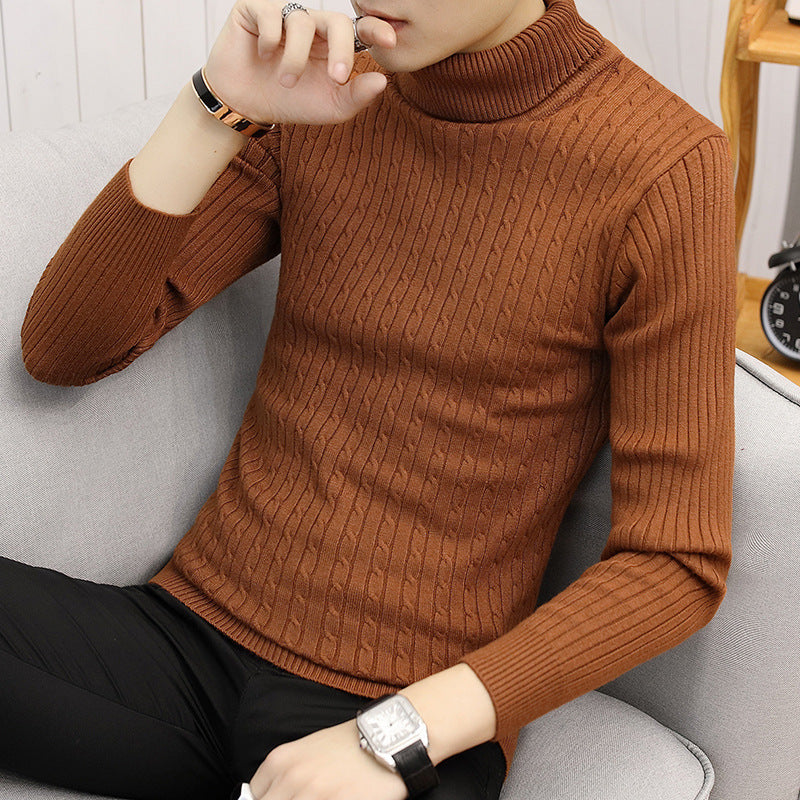 Fitted Men’s Turtleneck Sweater - Slim Fit Cotton Blend Caramel 3D Changing Face Moving Picture Frame - Tophatter Daily Deals