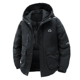 Warm Men's Puffer Jacket - Hooded Short Parka, Cotton Black 3D Changing Face Moving Picture Frame - Tophatter Daily Deals