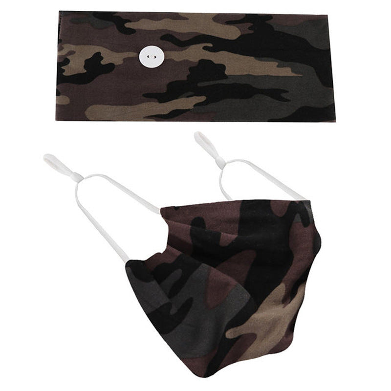 Button headband mask headscarf hair accessory 2-piece set 0 - Tophatter Daily Deals