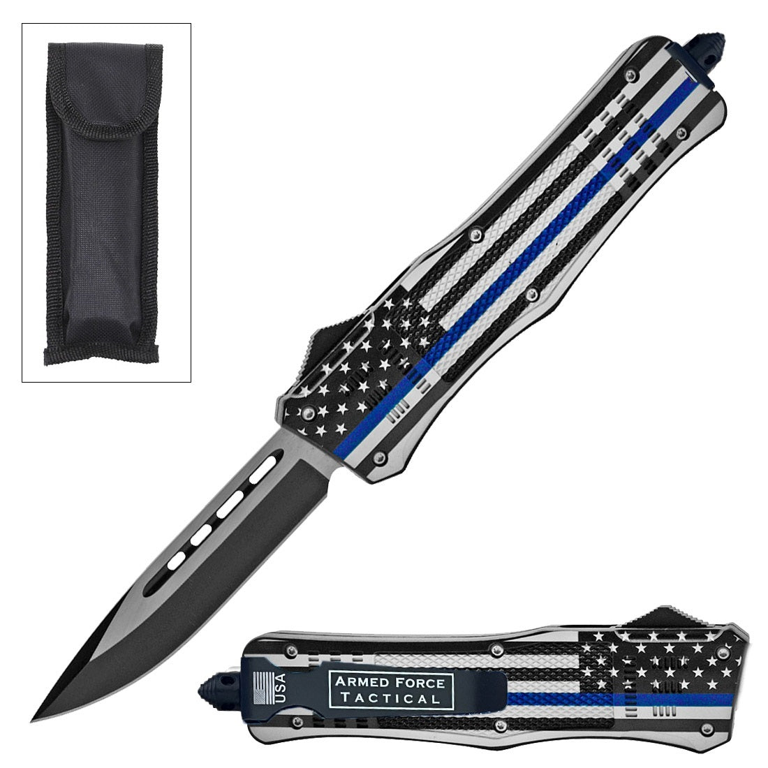 9" US Flag Ghost Tactical OTF Pocket Knife Drop Point Blade - TOPHATTER'S ARMORY DEALS Collectible Weapons - Tophatter Daily Deals