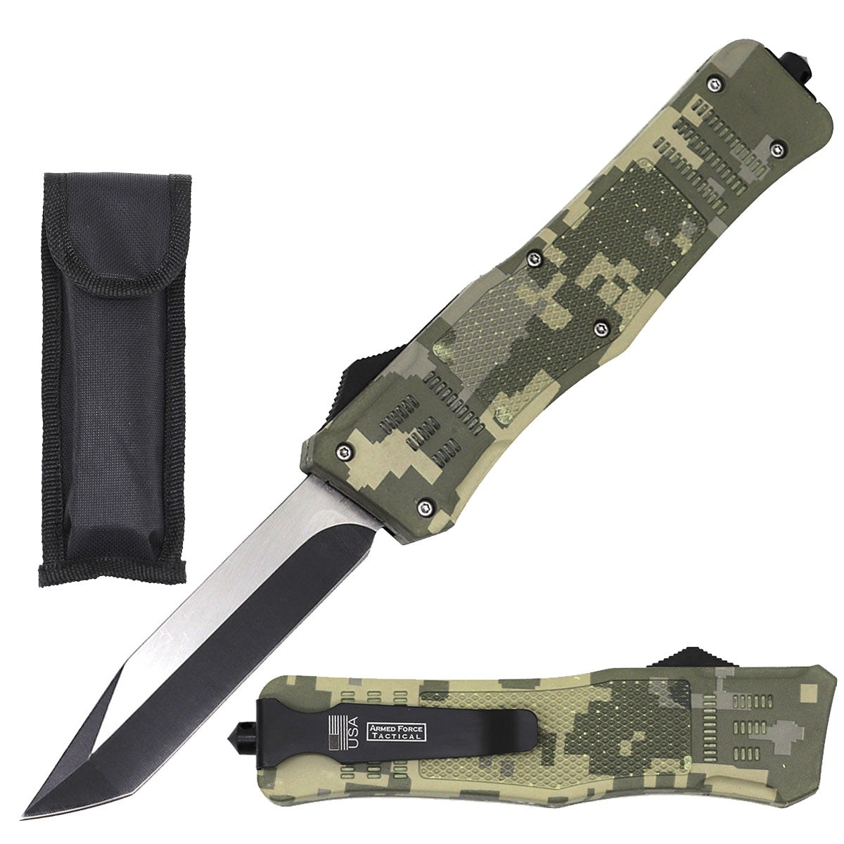 9" Digital Camo Ghost Tactical OTF Pocket Knife Drop Point Blade - TOPHATTER'S ARMORY DEALS Collectible Weapons - Tophatter Daily Deals