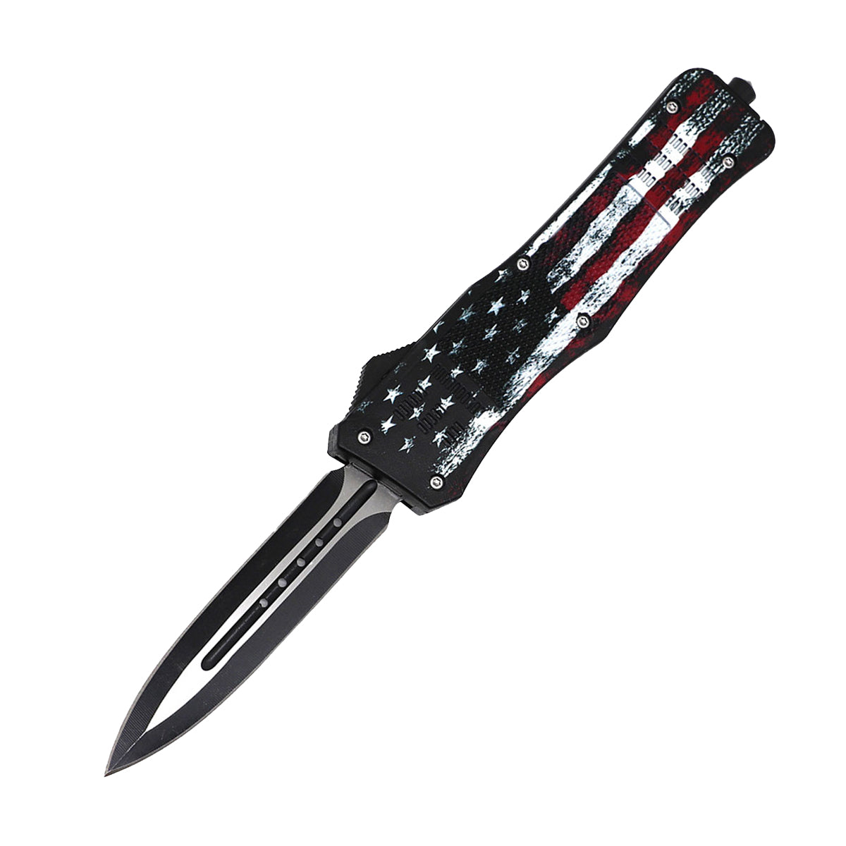 3.5" ABS OTF Automatic Knife w/ Dagger Blade US Flag - Tophatter Daily Deals