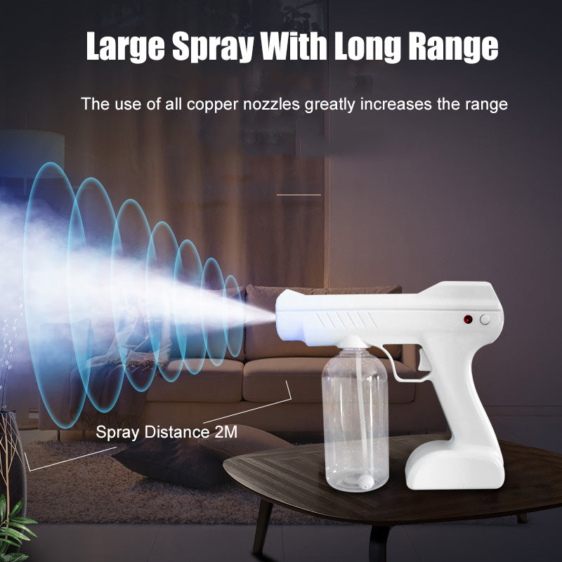 Blue Light Atomizing Spray Gun Handheld Wireless Atomizing Fogger Disinfection Sprayer Nano Sprayer Household Supplies 0 - Tophatter Daily Deals
