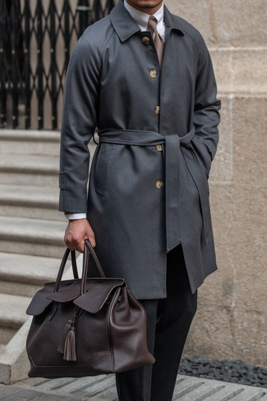Warm Men’s Trench Coat - Single-Breasted Wool, Mid Thigh 3D Changing Face Moving Picture Frame - Tophatter Daily Deals