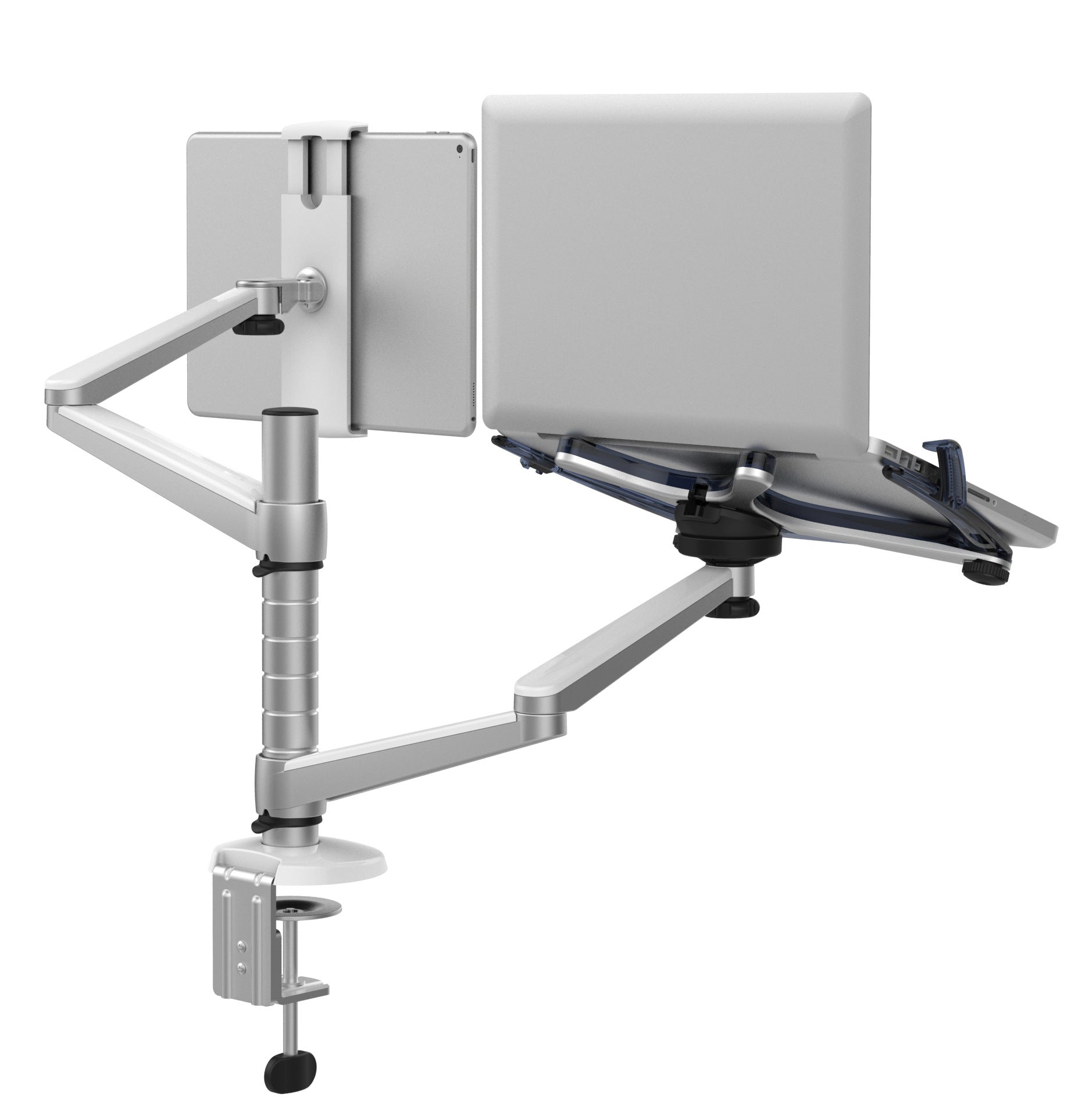 Aluminum Alloy Laptop Stand Double-arm Office Lazy Tablet Stand Silver 0 - Tophatter Daily Deals