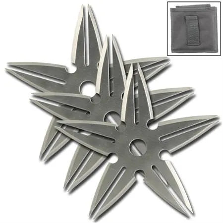3 Pcs Spinning Moon Throwing Stars - Silver 4 Inch Diameter - Tophatter Daily Deals