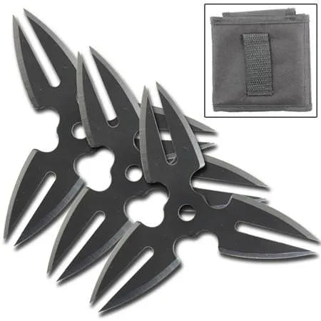3 Pcs Spinning Moon Throwing Stars - Black 4 Inch Diameter - Tophatter Daily Deals
