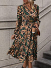 Leopard Notched Flounce Sleeve Midi Dress Casual Dresses - Tophatter Daily Deals