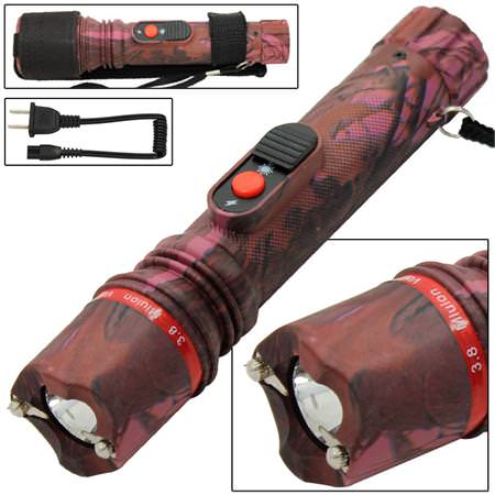 Bright LED Flashlight 3.8 Million Volt Stun Gun - Pink - TOPHATTER'S ARMORY DEALS Collectible Weapons - Tophatter Daily Deals