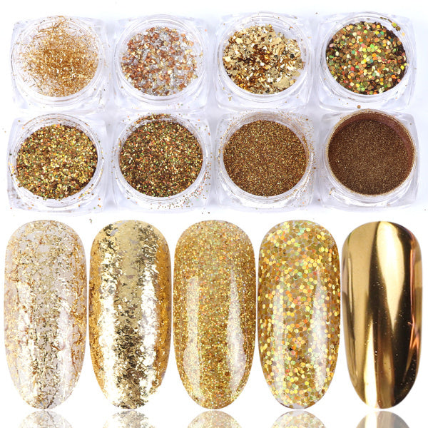8 Box Mix Glitter Nail Art Powder Flakes Set 07color 0 - Tophatter Daily Deals