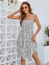 Printed Square Neck Tie Shoulder Dress White Casual Dresses - Tophatter Daily Deals