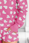 Heart Print Round Neck Top and Shorts Lounge Set Loungewear Sets - Tophatter Daily Deals