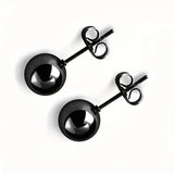 Stainless Steel Hypoallergenic Ball Shaped Stud Earrings Black Earrings - Tophatter Daily Deals