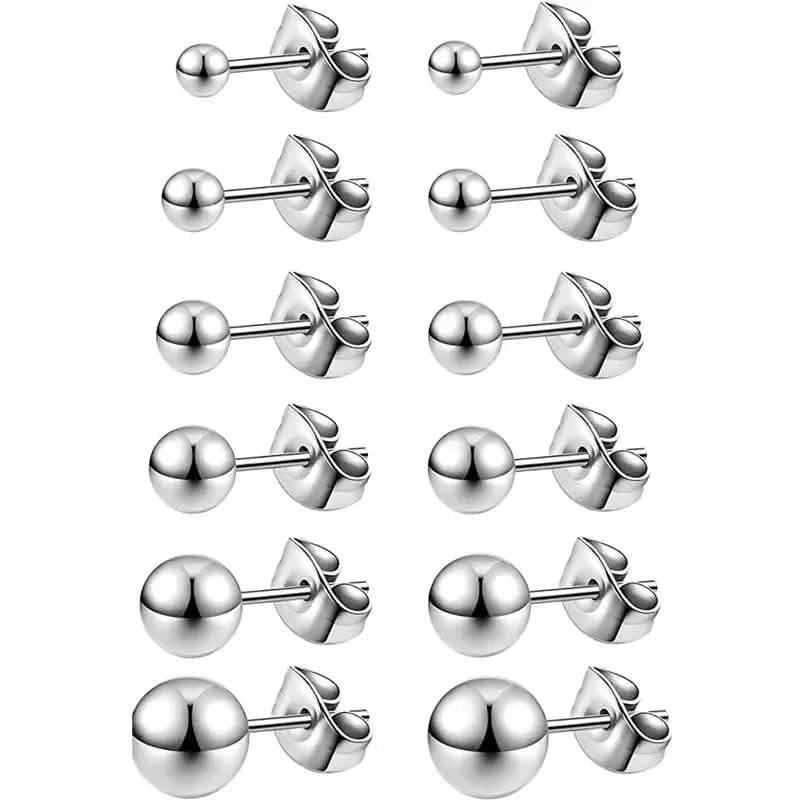 Stainless Steel Hypoallergenic Ball Shaped Stud Earrings Earrings - Tophatter Daily Deals