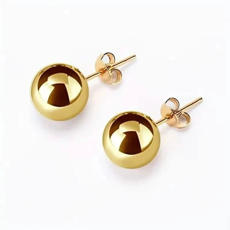 Stainless Steel Hypoallergenic Ball Shaped Stud Earrings Gold Earrings - Tophatter Daily Deals