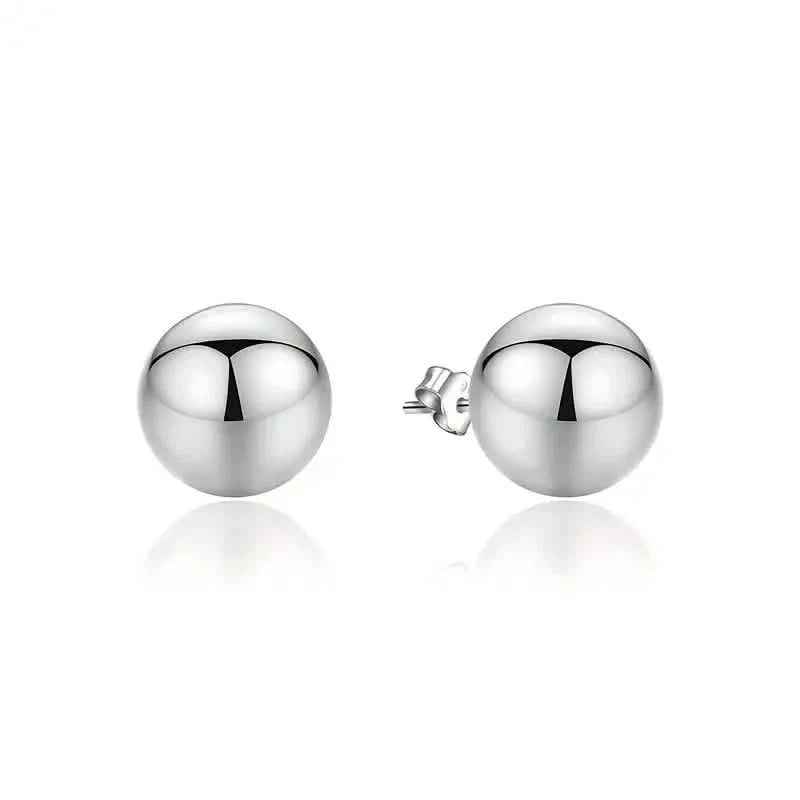 Stainless Steel Hypoallergenic Ball Shaped Stud Earrings Silver Earrings - Tophatter Daily Deals