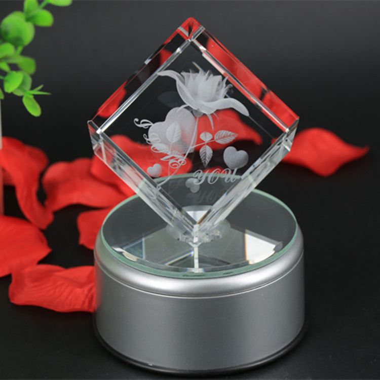 3D Crystal Inner Carved Rose Ornaments MP3 base 7 - Tophatter Daily Deals