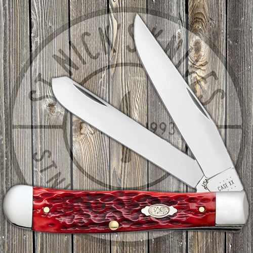 Case Trapper - Dark Red Bone - Peach Seed Jig - Carbon Steel - 31950 Traditional Knives - Tophatter Daily Deals