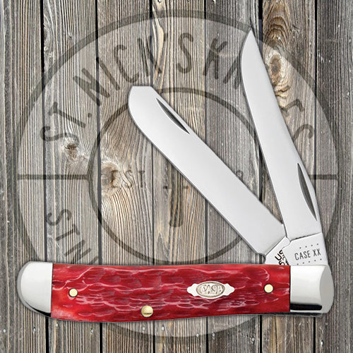 Case Mini Trapper - Dark Red Bone - Peach Seed Jig - Carbon Steel - 31952 Traditional Knives - Tophatter Daily Deals