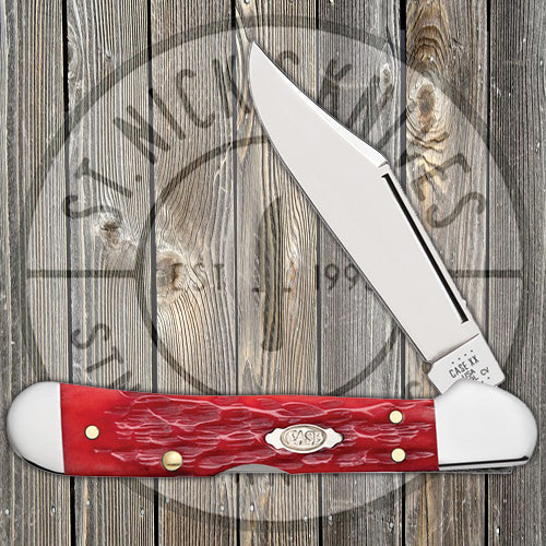 Case Mini CopperLock - Dark Red Bone - Peach Seed Jig - Carbon Steel - 31954 Traditional Knives - Tophatter Daily Deals