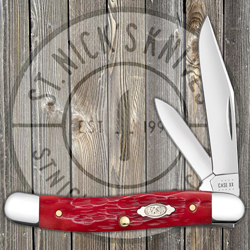 Case Medium Jack - Dark Red Bone - Peach Seed Jig - Carbon Steel - 31955 Knives - Tophatter Daily Deals