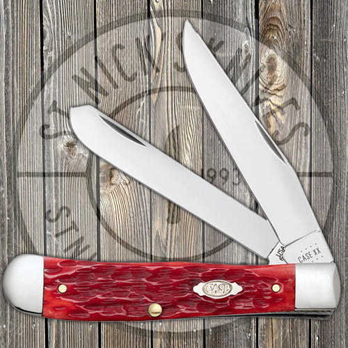 Case Trapper w/ Clip - Dark Red Bone - Peach Seed Jig - Carbon Steel - 31957 Traditional Knives - Tophatter Daily Deals