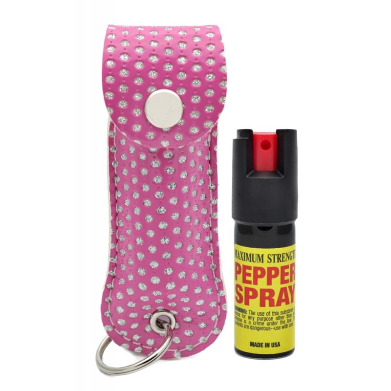 Bling Keychain Personal Defense Pepper Spray OC-18 1/2 oz With Case Pink Collectible Weapons - Tophatter Daily Deals