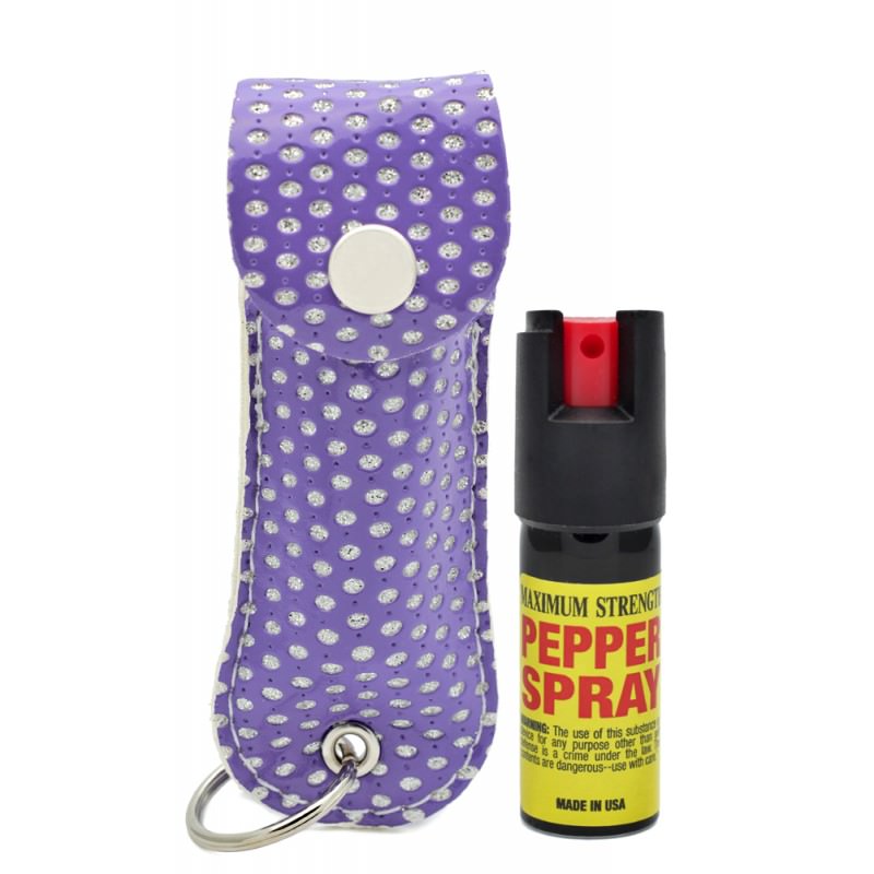 Bling Keychain Personal Defense Pepper Spray OC-18 1/2 oz With Case Purple Collectible Weapons - Tophatter Daily Deals