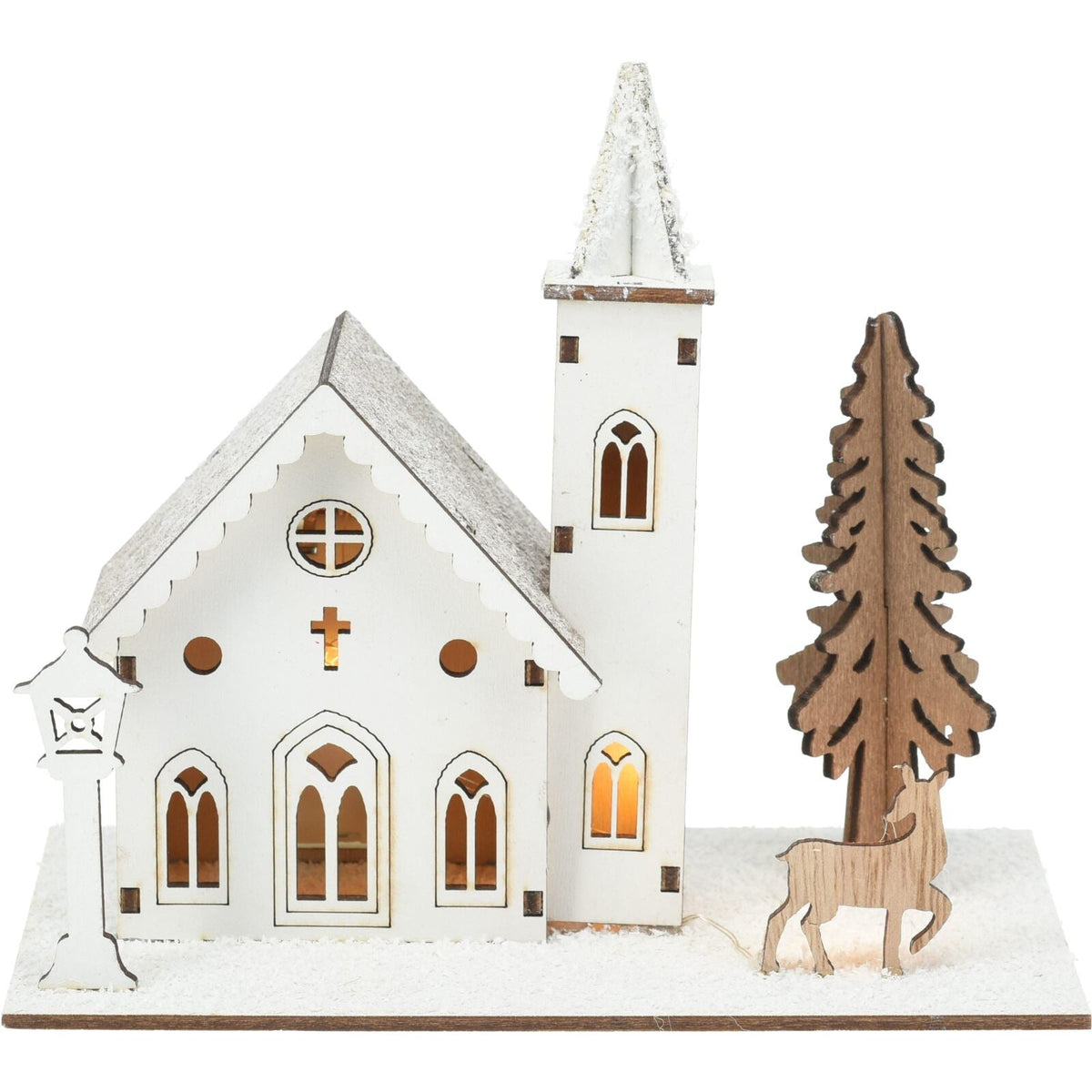 Light Up Wooden Christmas House | LED Winter Scene Ornament Christmas Decoration LED Light - Tophatter Daily Deals