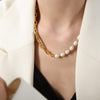 Half Pearl Detail 18K Gold-Plated Necklace Necklaces - Tophatter Daily Deals