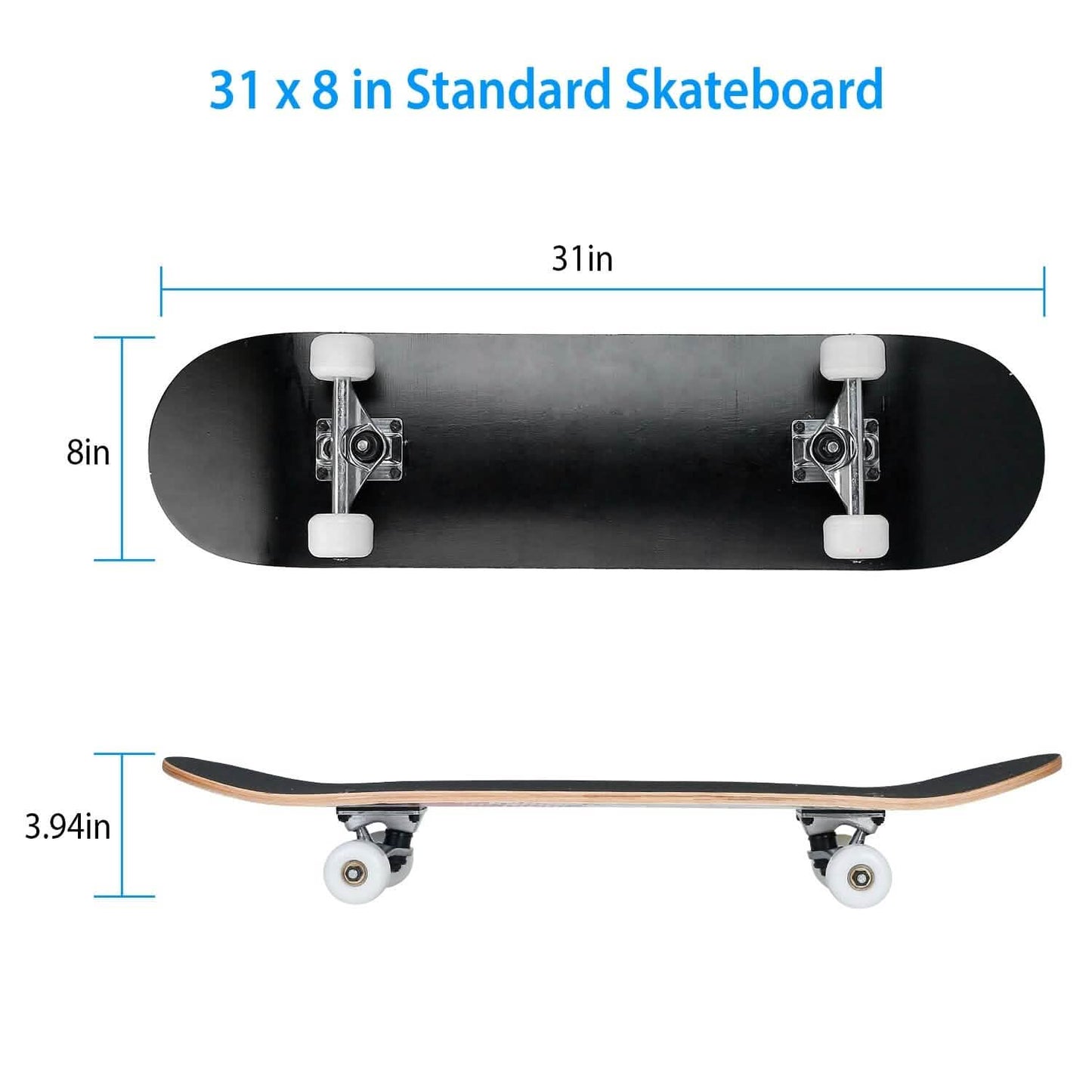 31x8in 9 Layers Maple Concave Skateboard Outdoor Recreation - Tophatter Daily Deals