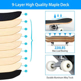 31x8in 9 Layers Maple Concave Skateboard Outdoor Recreation - Tophatter Daily Deals