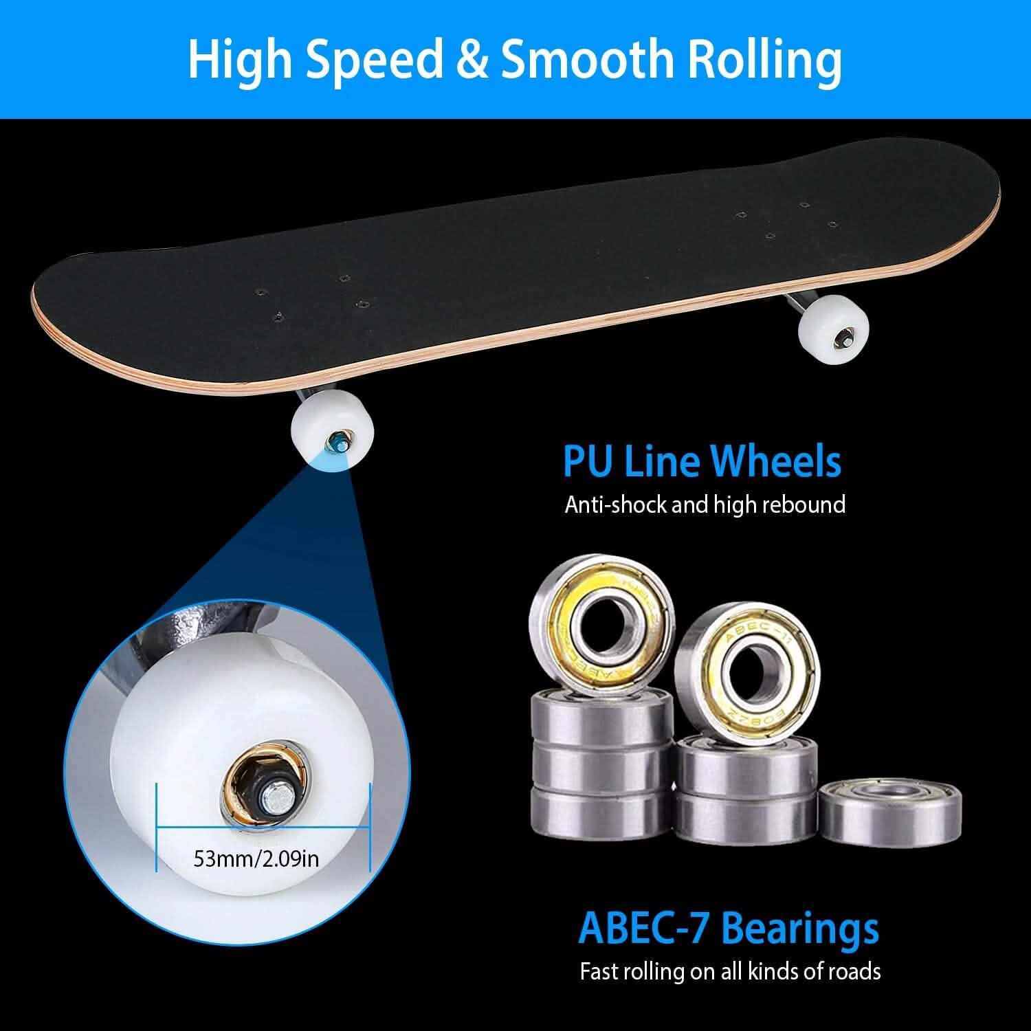31x8in 9 Layers Maple Concave Skateboard Outdoor Recreation - Tophatter Daily Deals