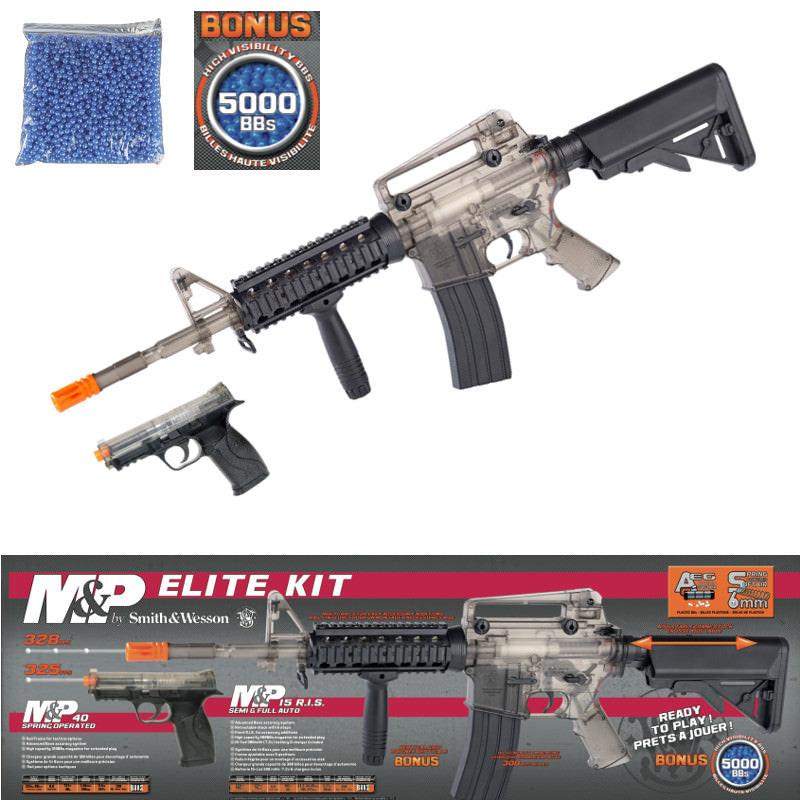 S&W M&P Elite AEG 15 RIS Electric Rifle and M&P 40 Spring Airsoft Pistol Collectible Weapons - Tophatter Daily Deals