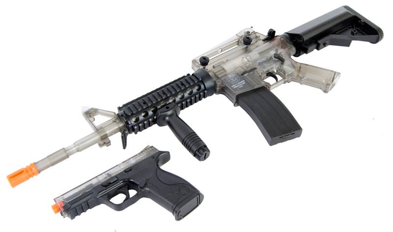 Smith & Wesson M&P Elite AEG 15 RIS Electric Rifle and M&P 40 Spring Airsoft Pistol Collectible Weapons - Tophatter Daily Deals