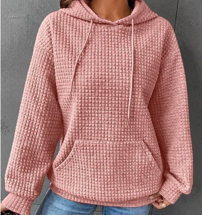 Soft Cozy Women’s Hoodie Sweater - Waffle Knit Layering Pink 3D Changing Face Moving Picture Frame - Tophatter Daily Deals