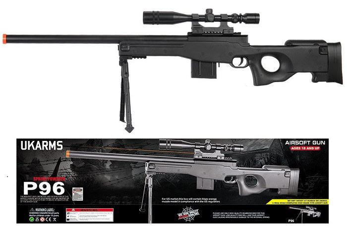 P96 Airsoft Tactical MK96 Sniper Rifle - Bipod, Scope, and Laser - TOPHATTER'S ARMORY DEALS Collectible Weapons - Tophatter Daily Deals