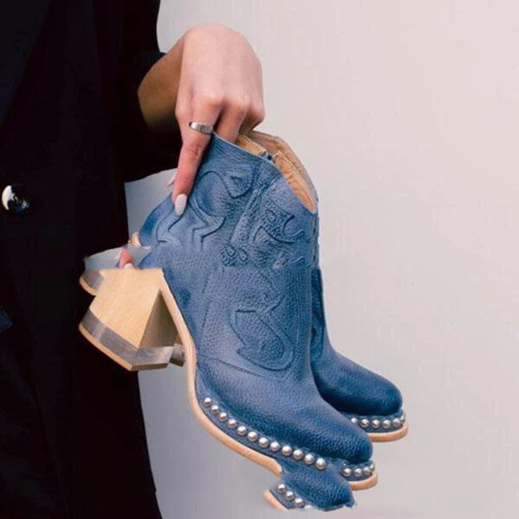 21 Years Autumn And Winter Boots European And American Blue 0 - Tophatter Daily Deals