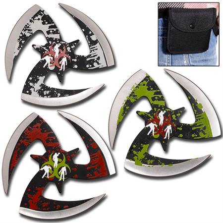 Splatterhouse 3 Pcs Zombie Killer Throwing Star Set - TOPHATTER'S ARMORY DEALS Collectible Weapons - Tophatter Daily Deals
